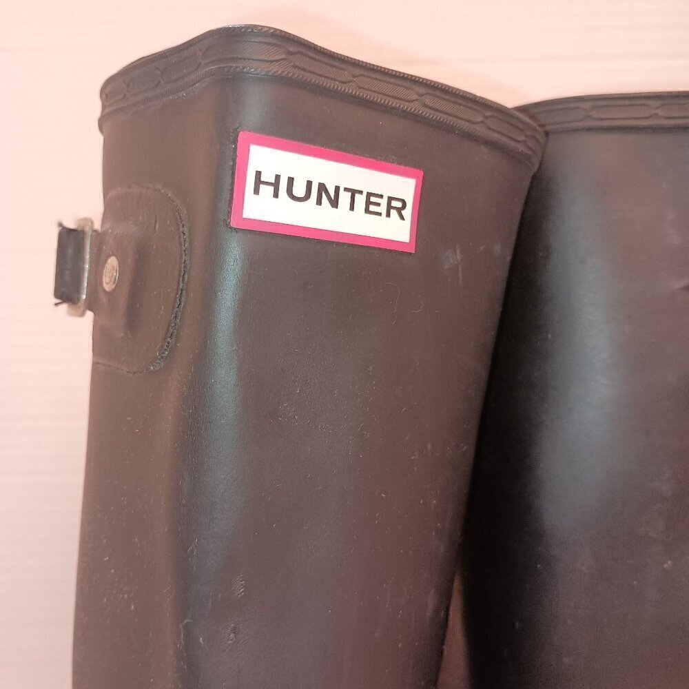Hunter Women Original Back Adjustable Tall Rubber Rainboot Fisherman Black Size7 - Picture 2 of 10